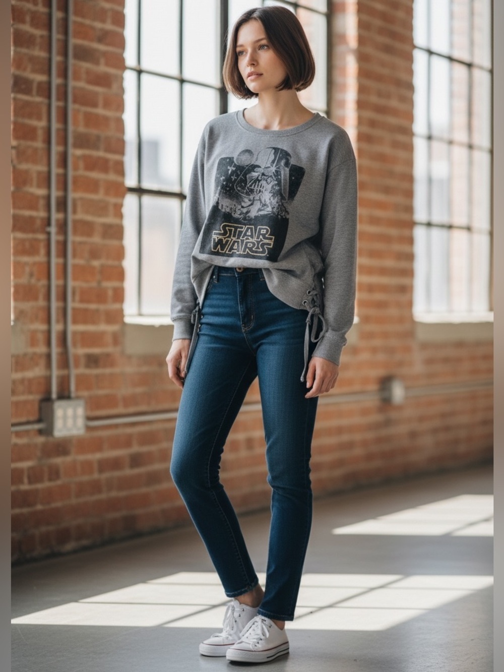 Star Wars Laced Sides Gray Tee Top